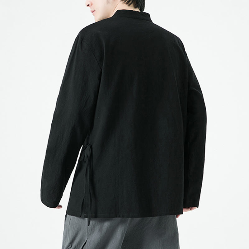 Buddha Stones Vintage Chinese Frog-Button Cotton Long Sleeve Men's Shirt - image 13