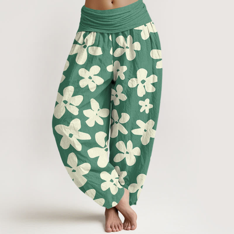 Buddha Stones Casual Bohemian Style Floral Women's Elastic Waist Harem Pants - MediumSeaGreen - US22，UK/AU26，EU54 (6XL) - image 1