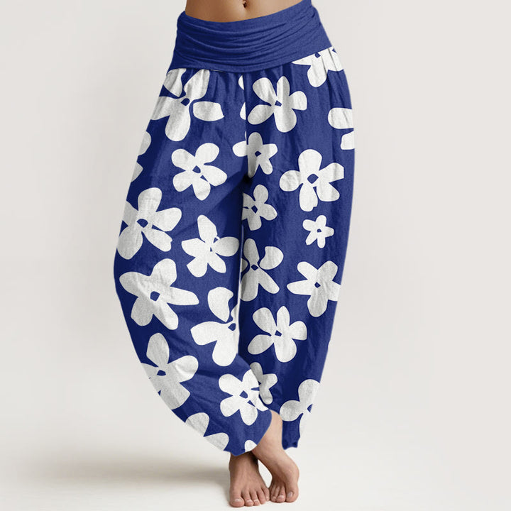 Buddha Stones Casual Bohemian Style Floral Women's Elastic Waist Harem Pants - DarkBlue - US22，UK/AU26，EU54 (6XL) - image 4