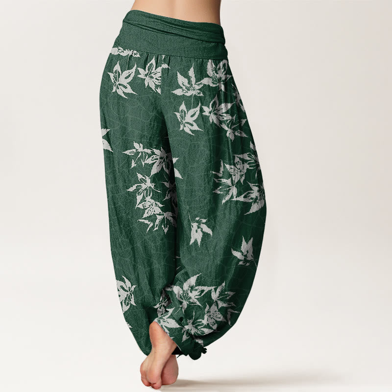 Buddha Stones Casual Maple Leaf Pattern Women's Elastic Waist Harem Pants - image 3