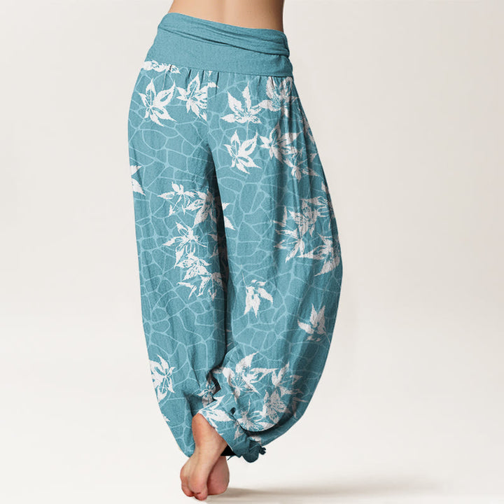Buddha Stones Casual Maple Leaf Pattern Women's Elastic Waist Harem Pants - image 6