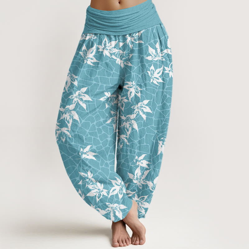 Buddha Stones Casual Maple Leaf Pattern Women's Elastic Waist Harem Pants - MediumTurquoise - US22，UK/AU26，EU54 (6XL) - image 4