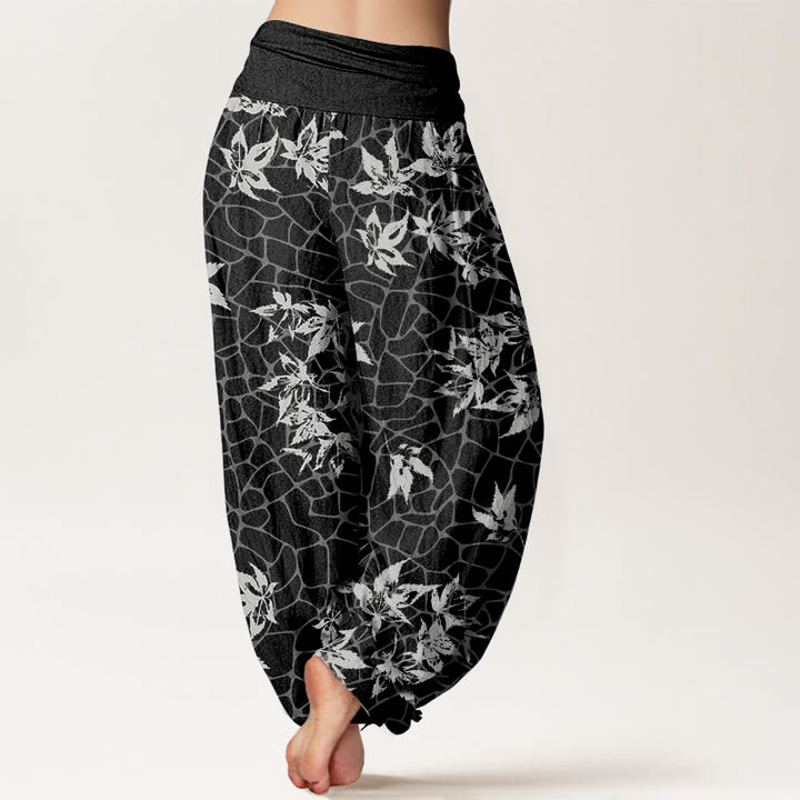 Buddha Stones Casual Maple Leaf Pattern Women's Elastic Waist Harem Pants - image 10