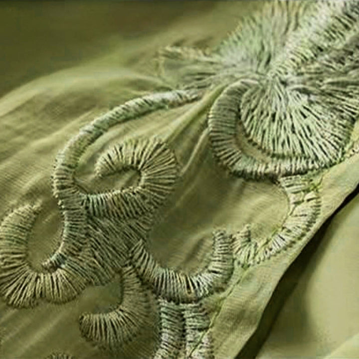 Buddha Stones Retro Casual Embroidery Design Drawstring Cotton Linen Women's Wide Leg Pants With Pockets - image 6