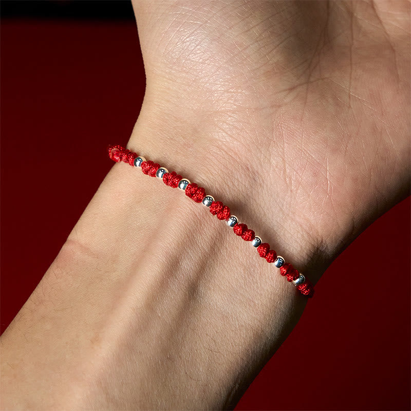 Buddha Stones 925 Sterling Silver Beads Red String Adjustable Luck Bracelet - image 15