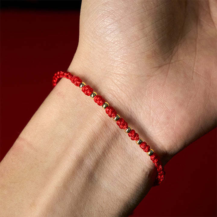 Buddha Stones 925 Sterling Silver Plated Gold Beads Red String Braided Protection Bracelet - image 16