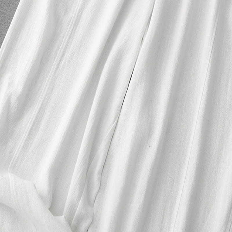 Buddha Stones Casual Pure Color Drawstring Simple Design Women's Cotton Pants With Pockets - image 12