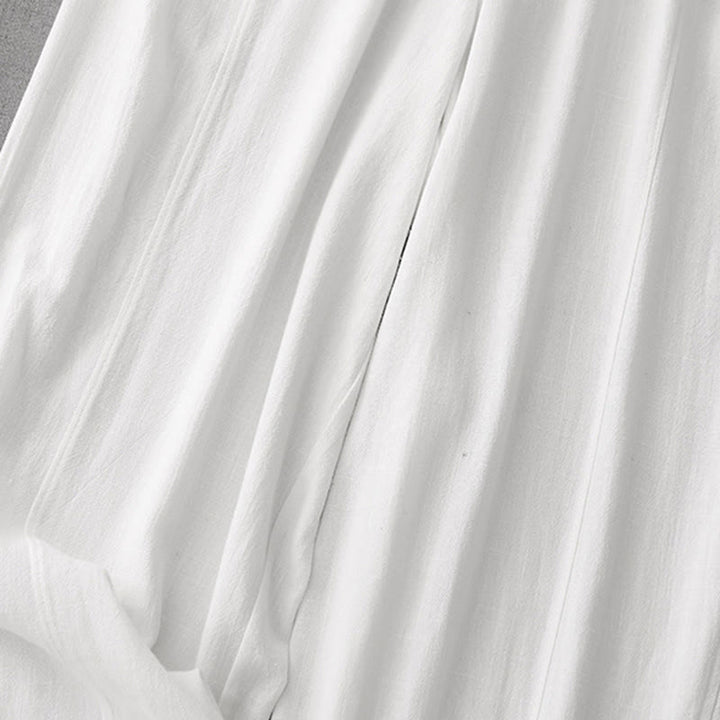 Buddha Stones Casual Pure Color Drawstring Simple Design Women's Cotton Pants With Pockets - image 12