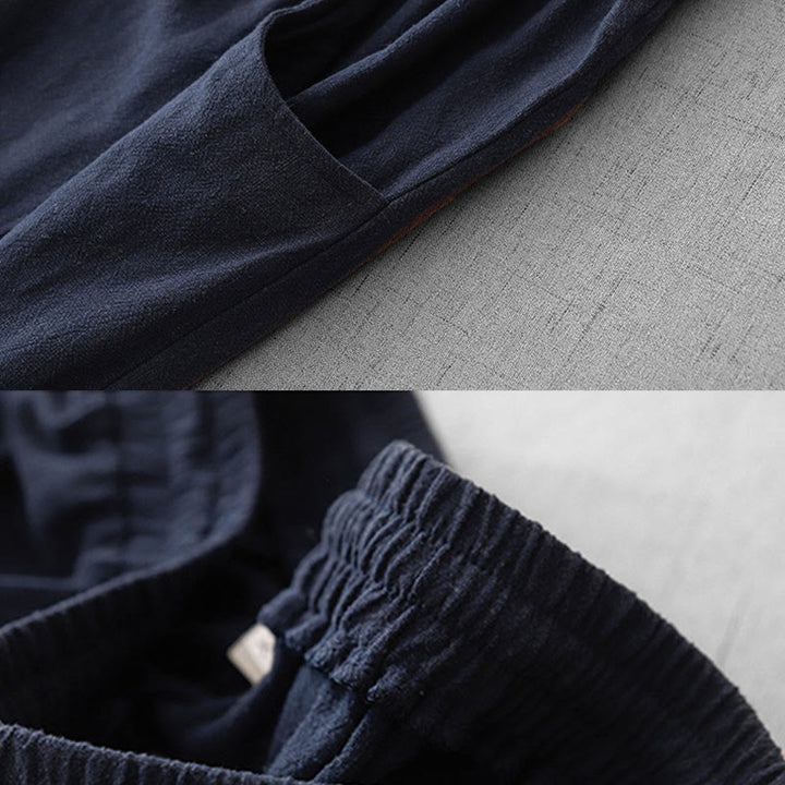 Buddha Stones Casual Pure Color Drawstring Simple Design Women's Cotton Pants With Pockets - image 6