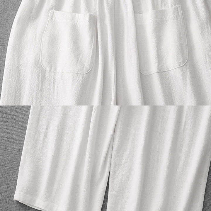 Buddha Stones Casual Pure Color Drawstring Simple Design Women's Cotton Pants With Pockets - image 14