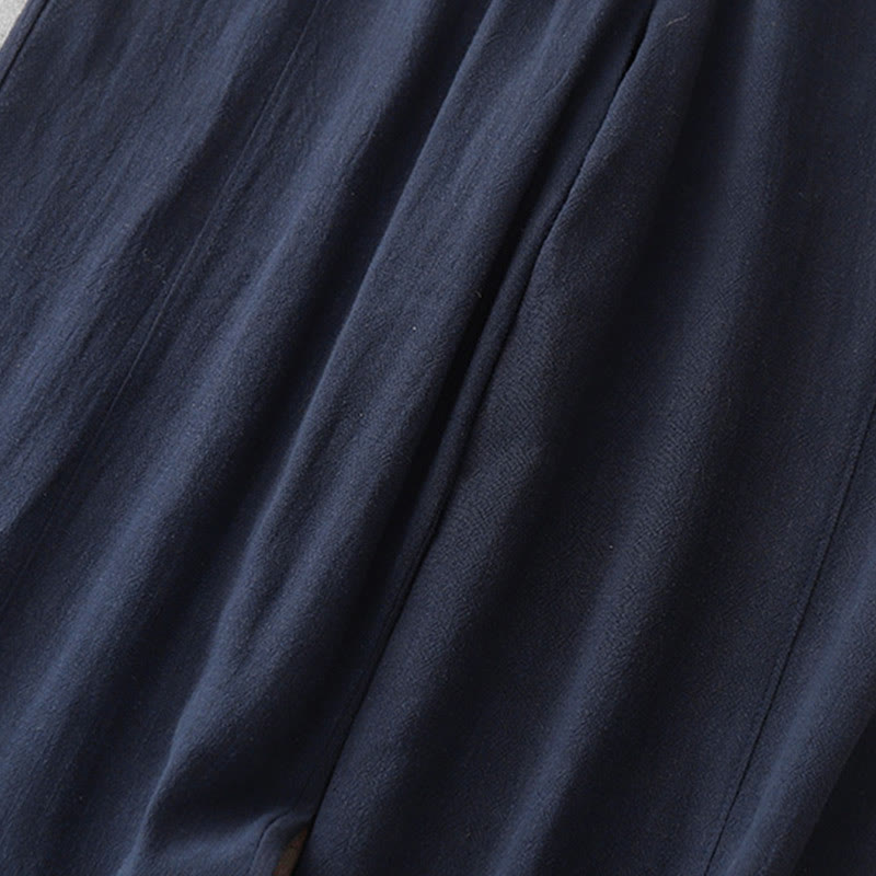 Buddha Stones Casual Pure Color Drawstring Simple Design Women's Cotton Pants With Pockets - image 3