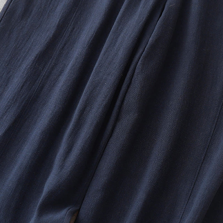 Buddha Stones Casual Pure Color Drawstring Simple Design Women's Cotton Pants With Pockets - image 3