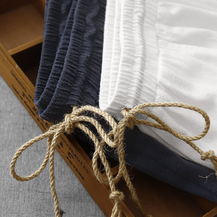 Buddha Stones Casual Pure Color Drawstring Simple Design Women's Cotton Pants With Pockets - image 19