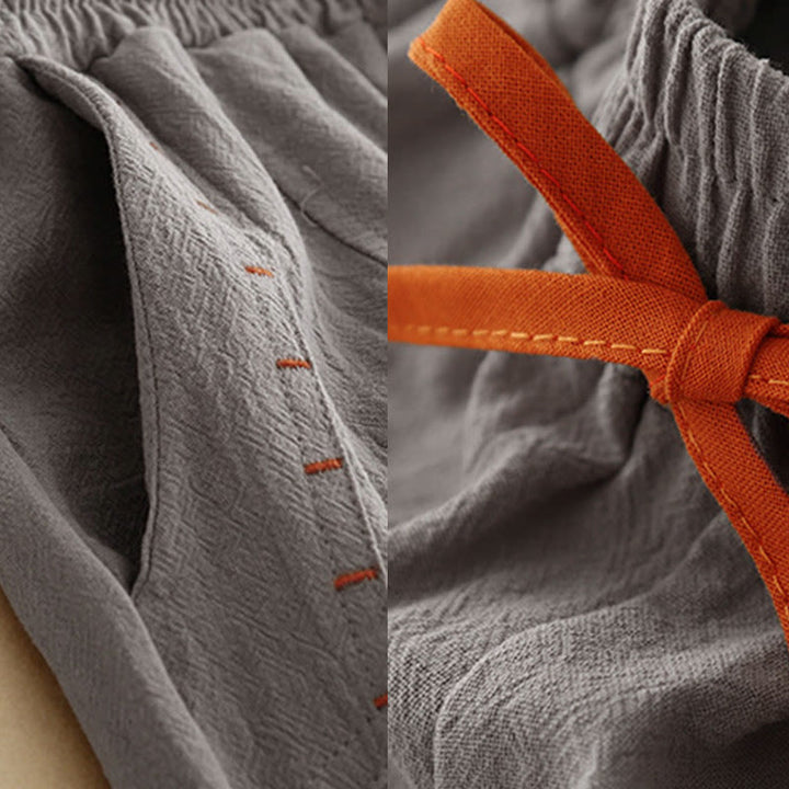 Buddha Stones Casual Side Slits Design Cotton Women's Wide Leg 7-8 Length Pants With Pockets - image 13