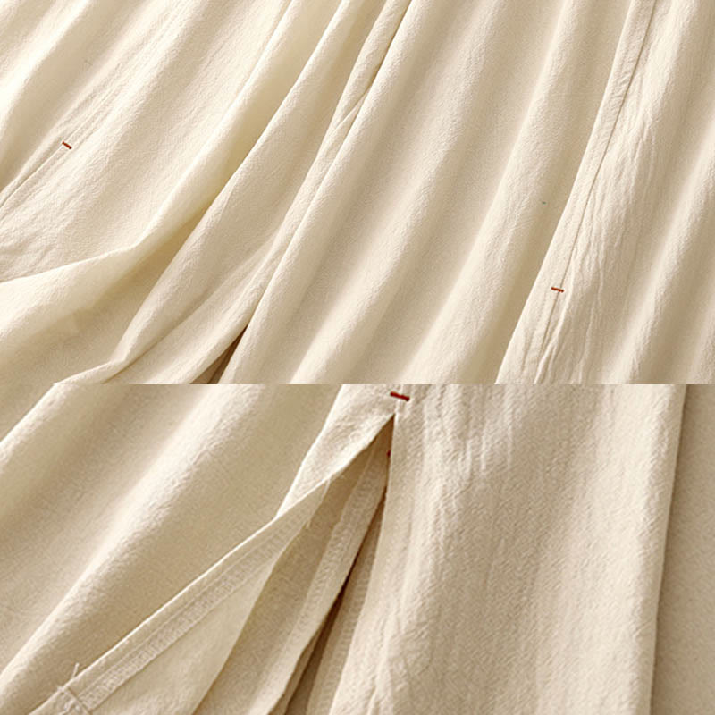 Buddha Stones Casual Side Slits Design Cotton Women's Wide Leg 7-8 Length Pants With Pockets - image 8