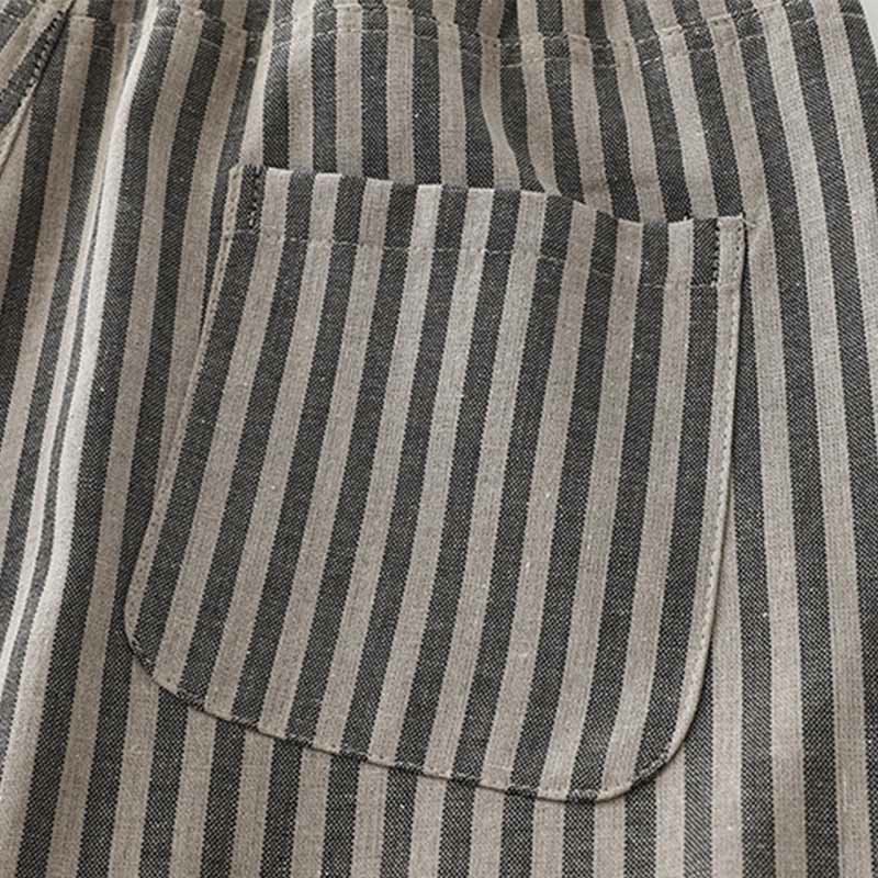 Buddha Stones Commute Striped Drawstring Design Women's Wide Leg Cotton Pants With Pockets - image 10