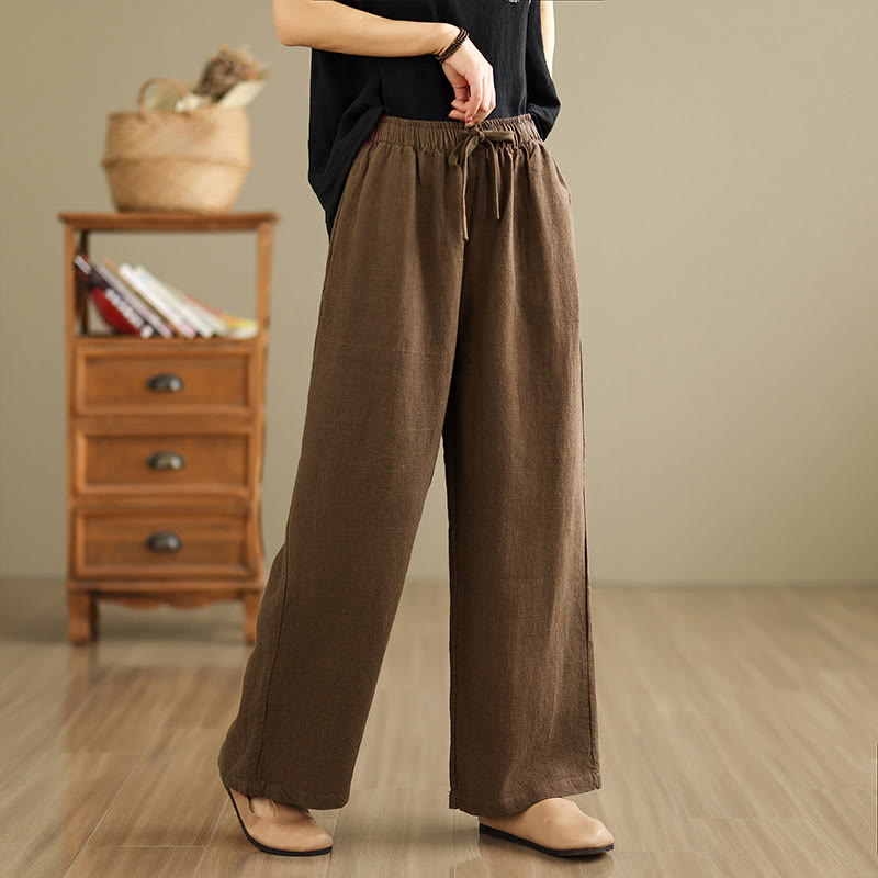 Buddha Stones Commute Retro Solid Color Women's Harem Drawstring Cotton Pants With Pockets - Sienna - US8-10，UK/AU12-14，EU40-42 (2XL) - image 14