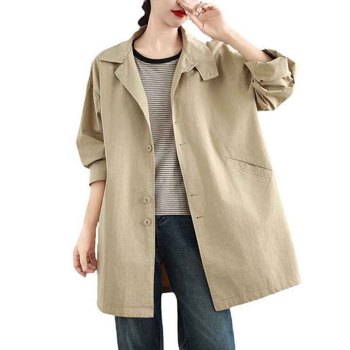 Buddha Stones Spring Plain Buttons Design Long Sleeve Women's Cotton Linen Jacket With Pockets - image 12