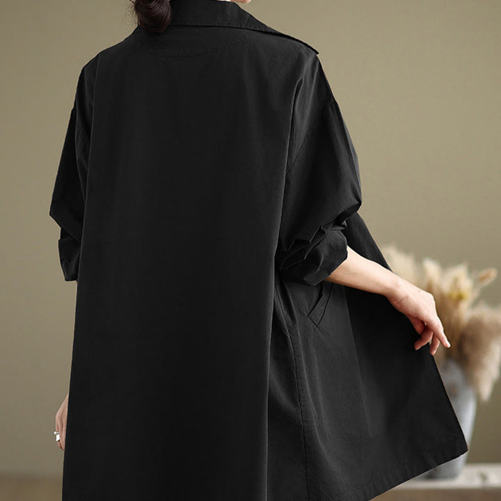 Buddha Stones Spring Plain Buttons Design Long Sleeve Women's Cotton Linen Jacket With Pockets - image 15