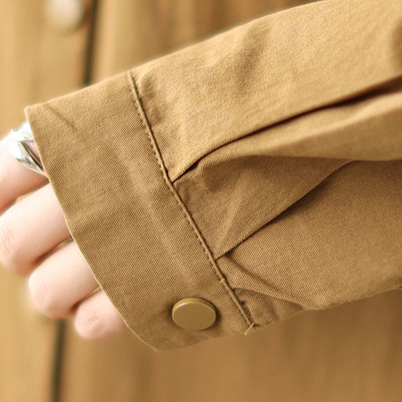 Buddha Stones Casual Commute Drawstring Hoodie Women's Cotton Linen Jacket With Pockets - image 15