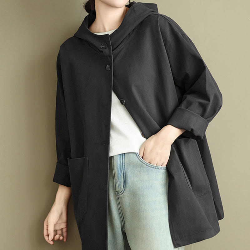 Buddha Stones Fall Vintage Hoodie Women's Cotton Linen Jacket With Front Pockets - image 18