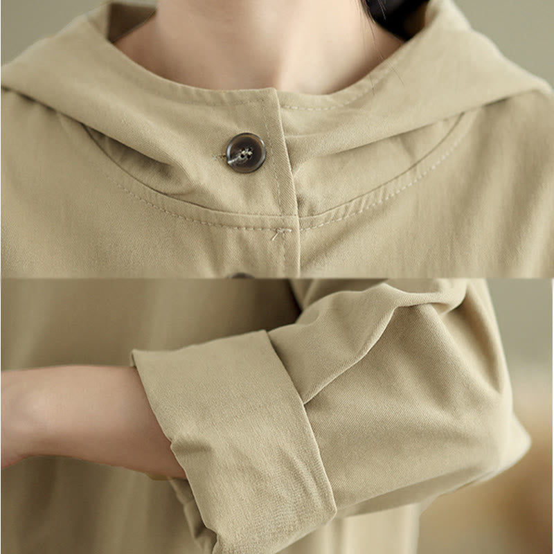 Buddha Stones Fall Vintage Hoodie Women's Cotton Linen Jacket With Front Pockets - image 14