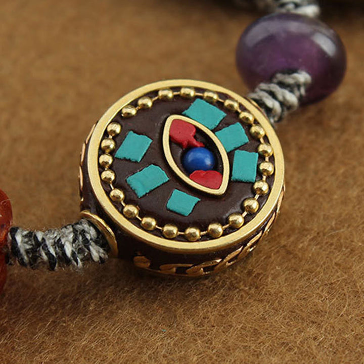 Buddha Stones Tibetan Buddha's Eye Turquoise Lotus Zakiram Protection Rope Bracelet - image 13