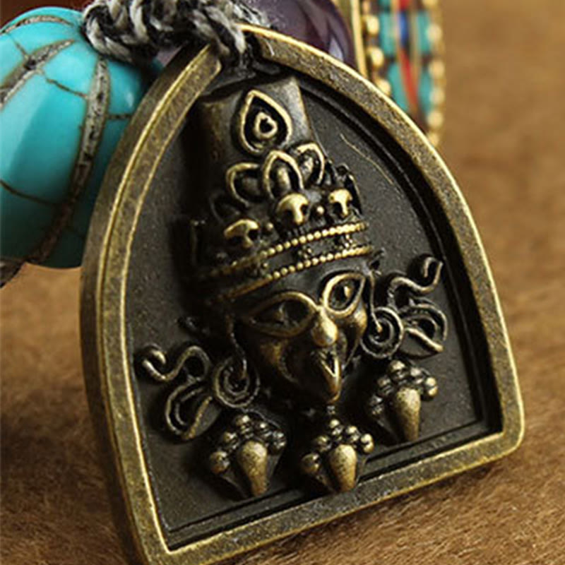 Buddha Stones Tibetan Buddha's Eye Turquoise Lotus Zakiram Protection Rope Bracelet - image 11