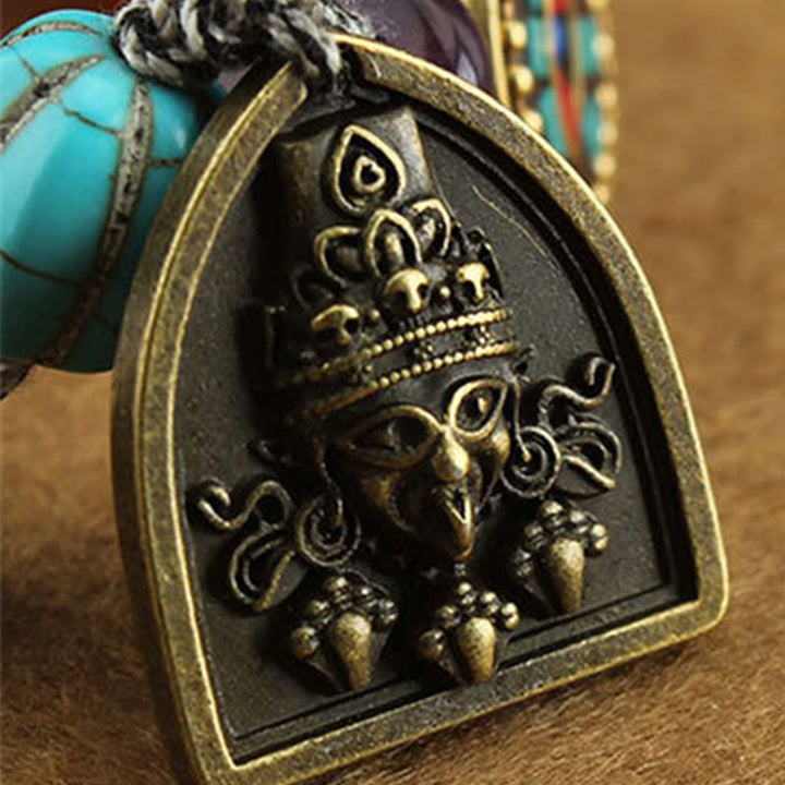 Buddha Stones Tibetan Buddha's Eye Turquoise Lotus Zakiram Protection Rope Bracelet - image 11