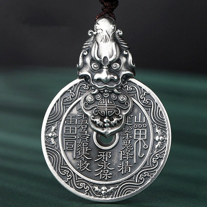 Buddha Stones Mountain Ghosts Spend Money Bagua Design Copper Pixiu Harmony Necklace Pendant - image 5