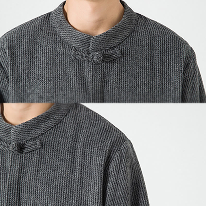 Buddha Stones Long Sleeve Frog-button Design Men's Cotton Jacket Shirt With Pockets - image 9