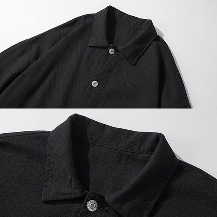Buddha Stones Long Sleeve Button Stand Collar Design Men's Cotton Jacket Shirt With Pockets - image 3