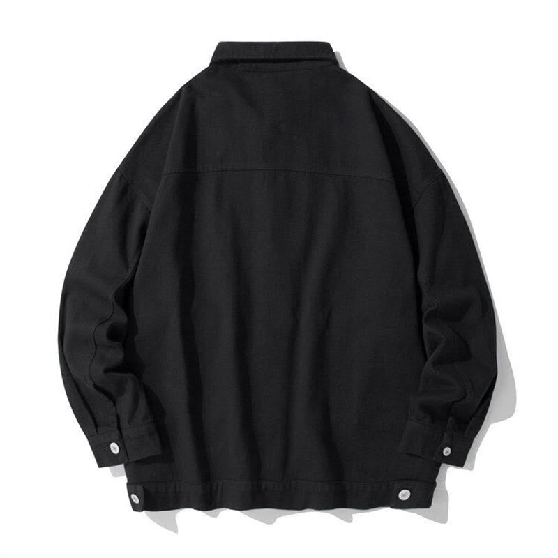 Buddha Stones Long Sleeve Button Stand Collar Design Men's Cotton Jacket Shirt With Pockets - image 1