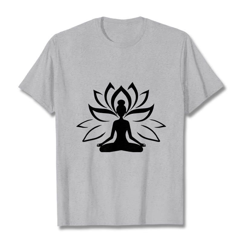 Buddha Stones Lotus Meditating Person Tee T-shirt - LightGrey - 2XL - image 20