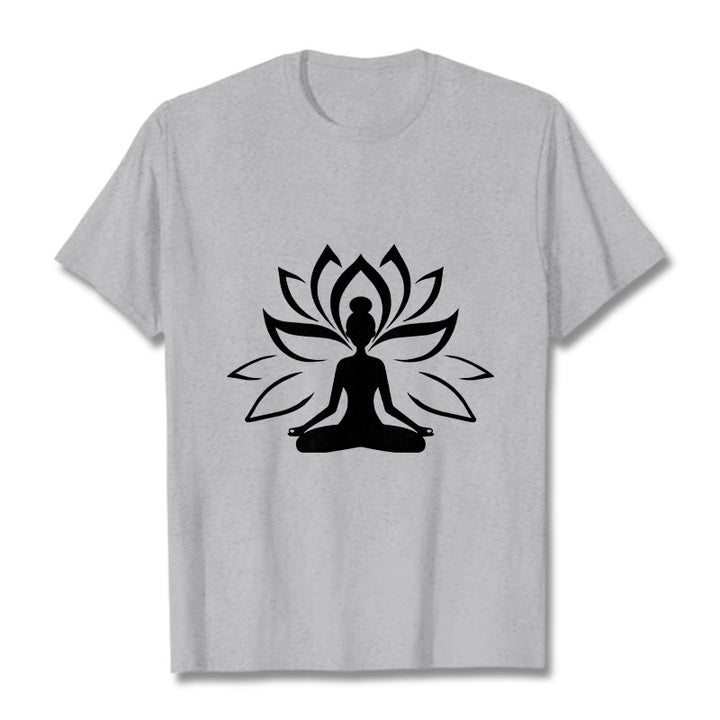 Buddha Stones Lotus Meditating Person Tee T-shirt - LightGrey - 2XL - image 20