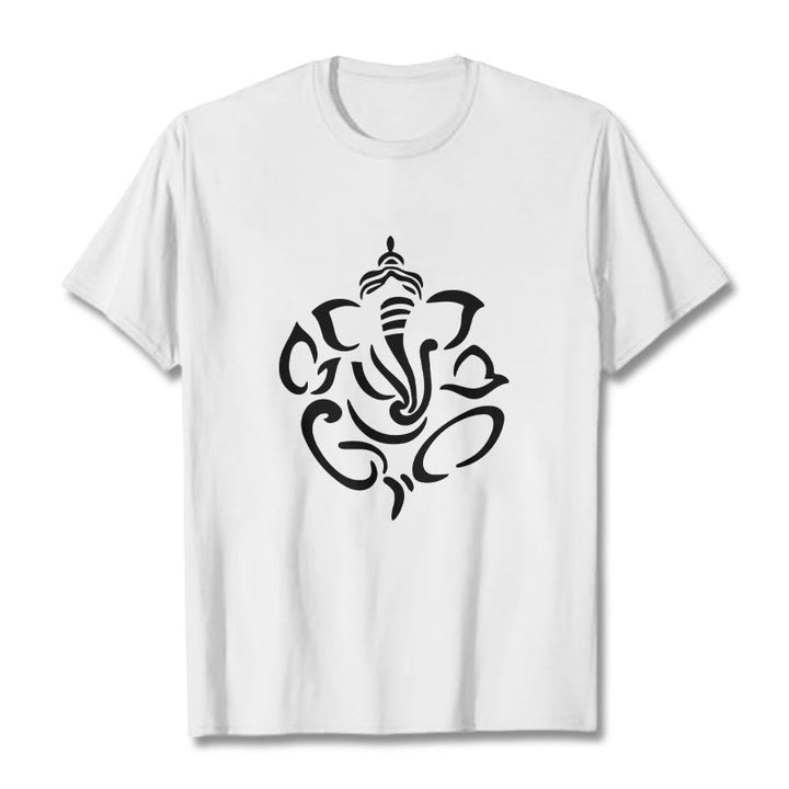 Buddha Stones Ganesh Elephant Sketch Illustration Tee T-shirt - White - 2XL - image 6