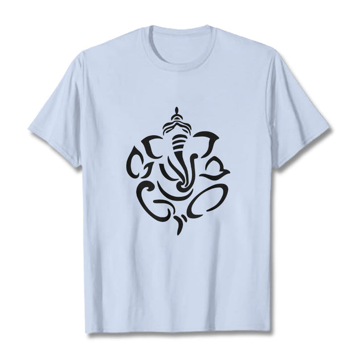 Buddha Stones Ganesh Elephant Sketch Illustration Tee T-shirt - LightCyan - 2XL - image 19