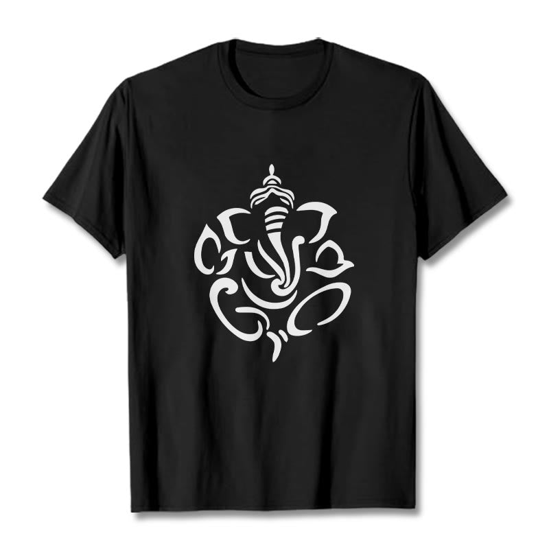 Buddha Stones Ganesh Elephant Sketch Illustration Tee T-shirt - Black - 2XL - image 1