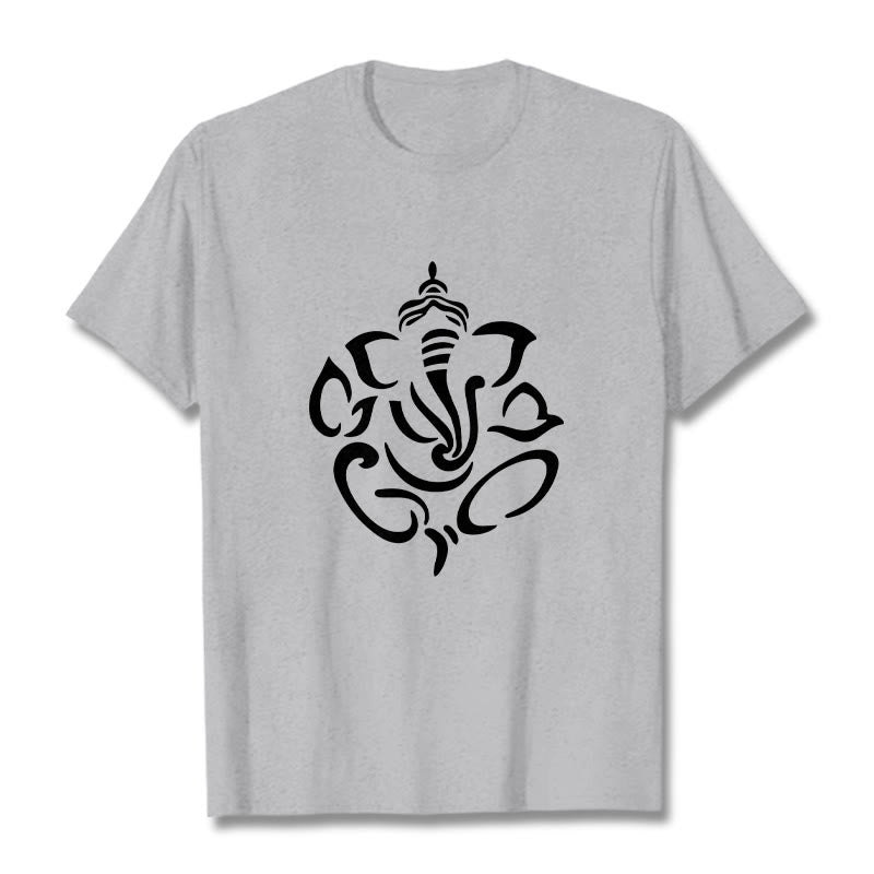 Buddha Stones Ganesh Elephant Sketch Illustration Tee T-shirt - LightGrey - 2XL - image 20