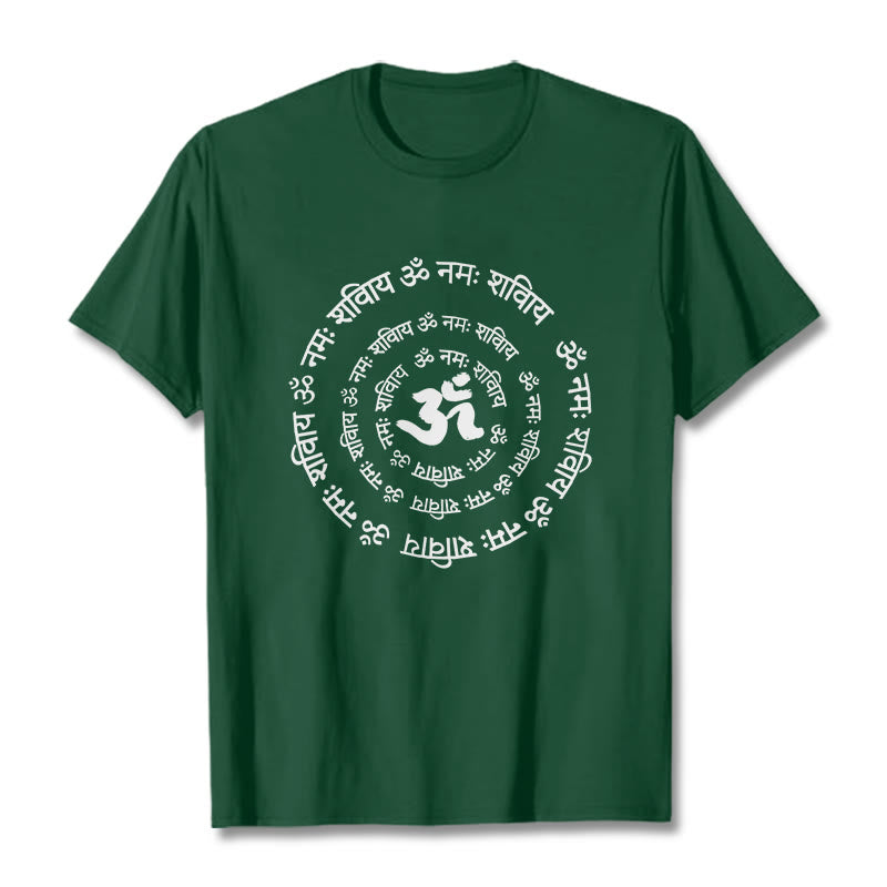 Buddha Stones OM Symbol Sanskrit Mantras Design Cotton Tee T-shirt - ForestGreen - 2XL - image 1