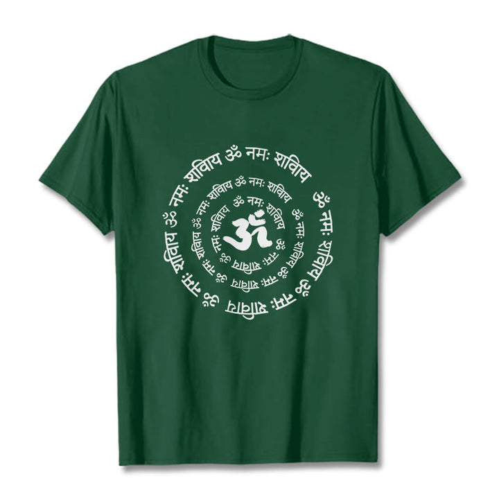 Buddha Stones OM Symbol Sanskrit Mantras Design Cotton Tee T-shirt - ForestGreen - 2XL - image 1