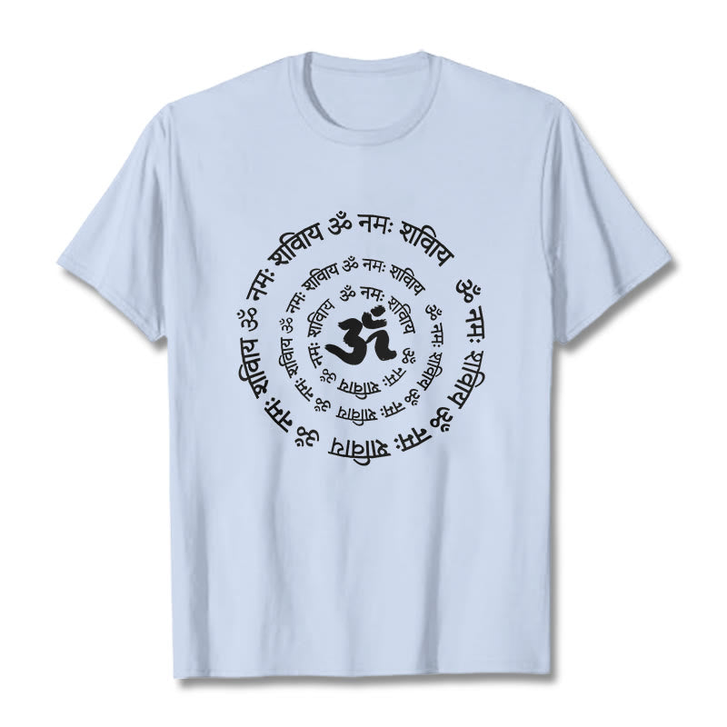 Buddha Stones OM Symbol Sanskrit Mantras Design Cotton Tee T-shirt - LightCyan - 2XL - image 11