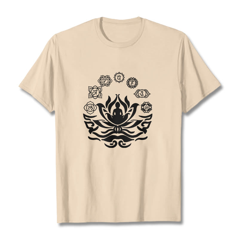 Buddha Stones OM Symbol Sanskrit Mantras Buddha Lotus Flower Design Tee T-shirt - Bisque - 2XL - image 12