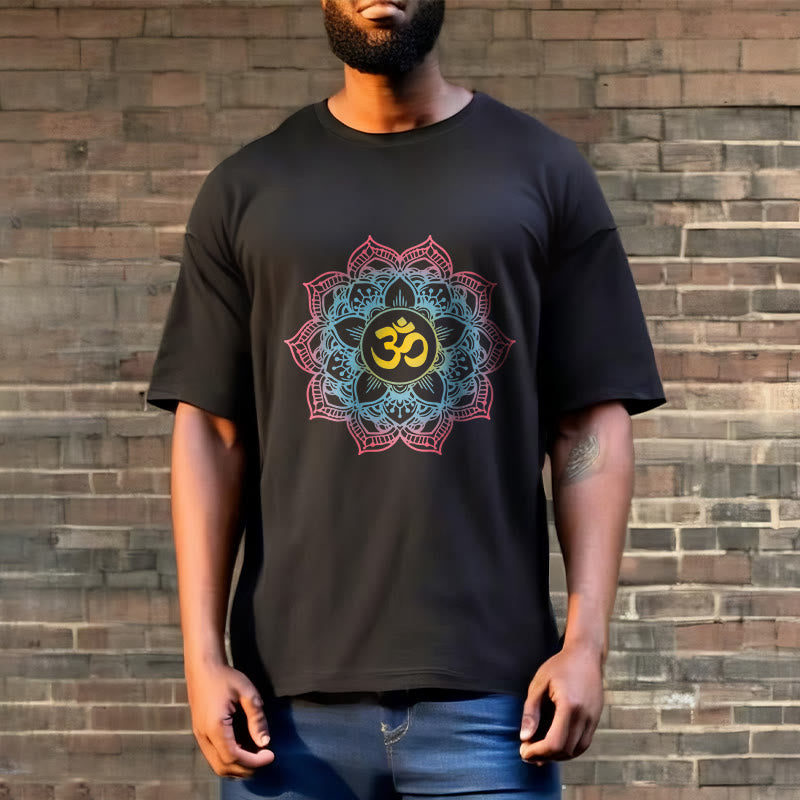 Buddha Stones Lotus-shaped Mandala OM Symbol Design Tee T-shirt - image 3