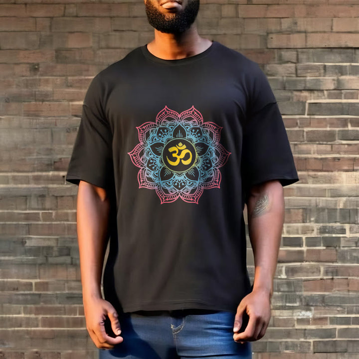 Buddha Stones Lotus-shaped Mandala OM Symbol Design Tee T-shirt - image 3