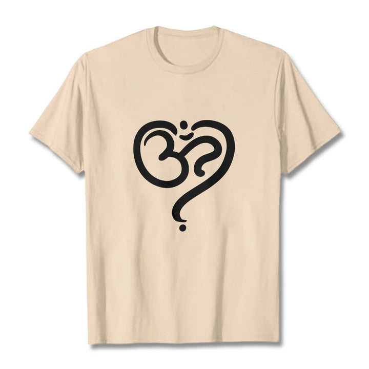 Buddha Stones Love Heart OM Symbol Design Tee T-shirt - White - 2XL - image 6