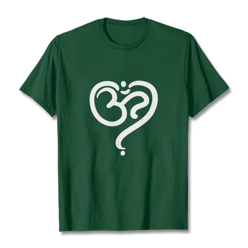 Buddha Stones Love Heart OM Symbol Design Tee T-shirt - ForestGreen - 2XL - image 9