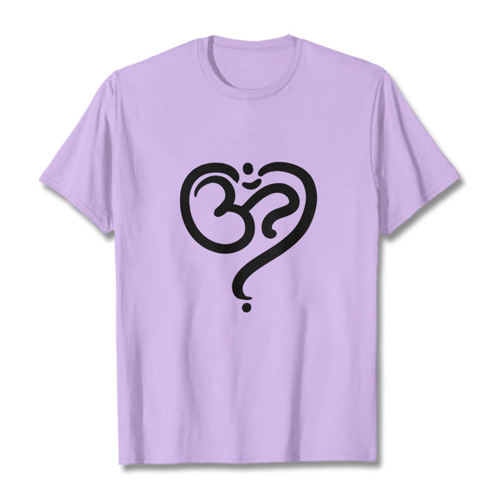 Buddha Stones Love Heart OM Symbol Design Tee T-shirt - Plum - 2XL - image 14