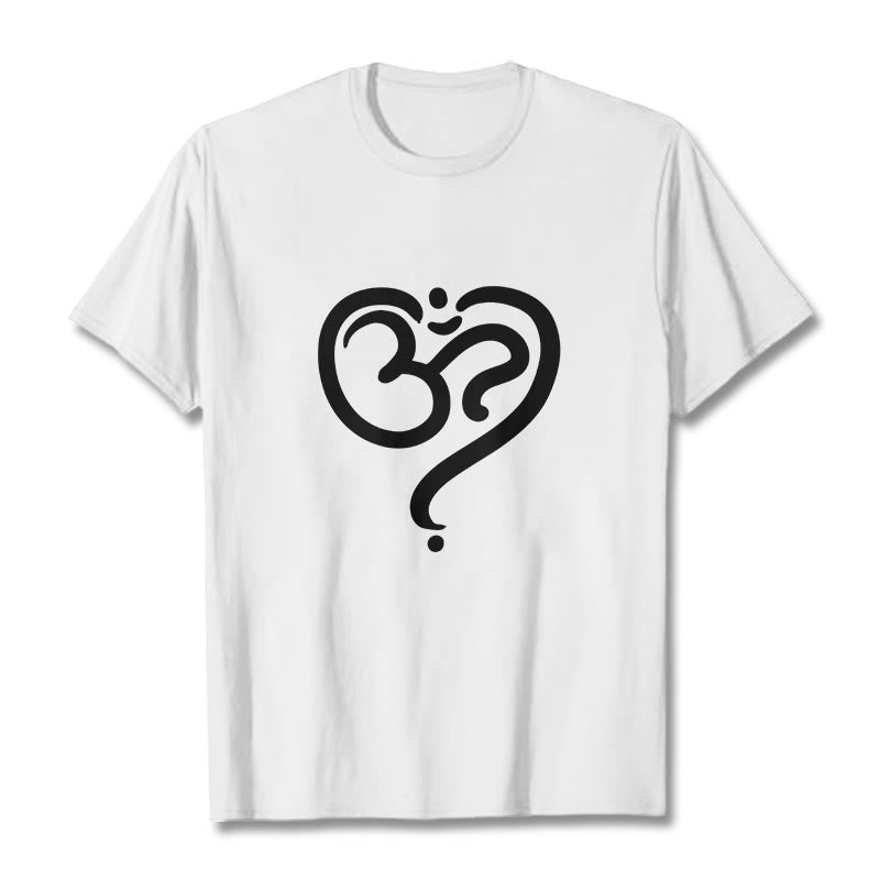 Buddha Stones Love Heart OM Symbol Design Tee T-shirt - White - 2XL - image 6