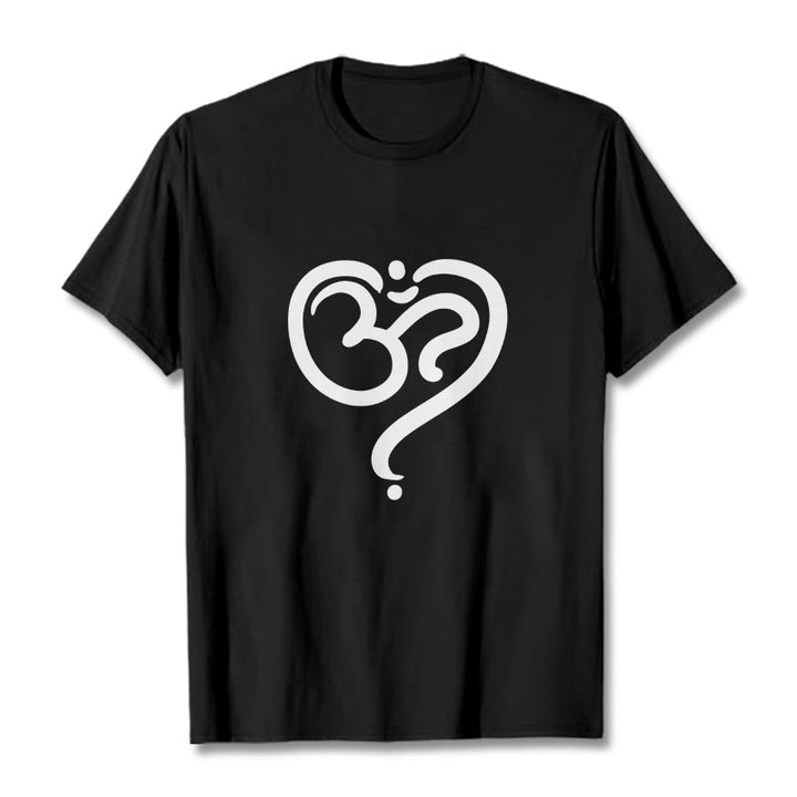 Buddha Stones Love Heart OM Symbol Design Tee T-shirt - Black - 2XL - image 1